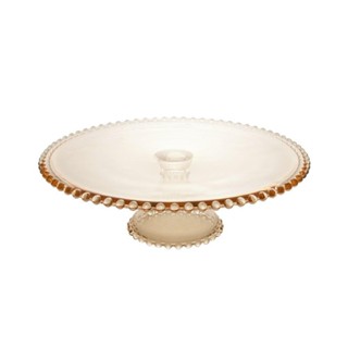 Prato para Bolo Wolff Pearl de Cristal Âmbar 31cm x 11cm