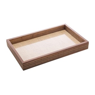 Bandeja Woodart de Madeira Bambu com Sisal 37,5cm x 23,5cm