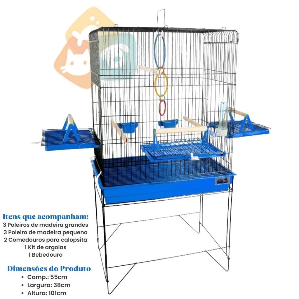 VIVEIRO GAIOLA CALOPSITA PASSÁROS AVES TRIPLEX JEL PLAST