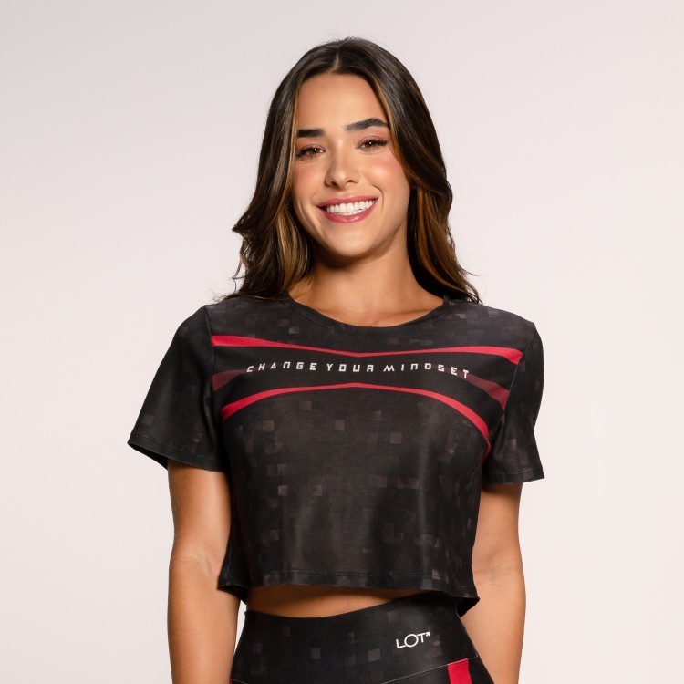 Cropped Fitness Feminino Estampado Básico Academia Change em Oferta na Shopee