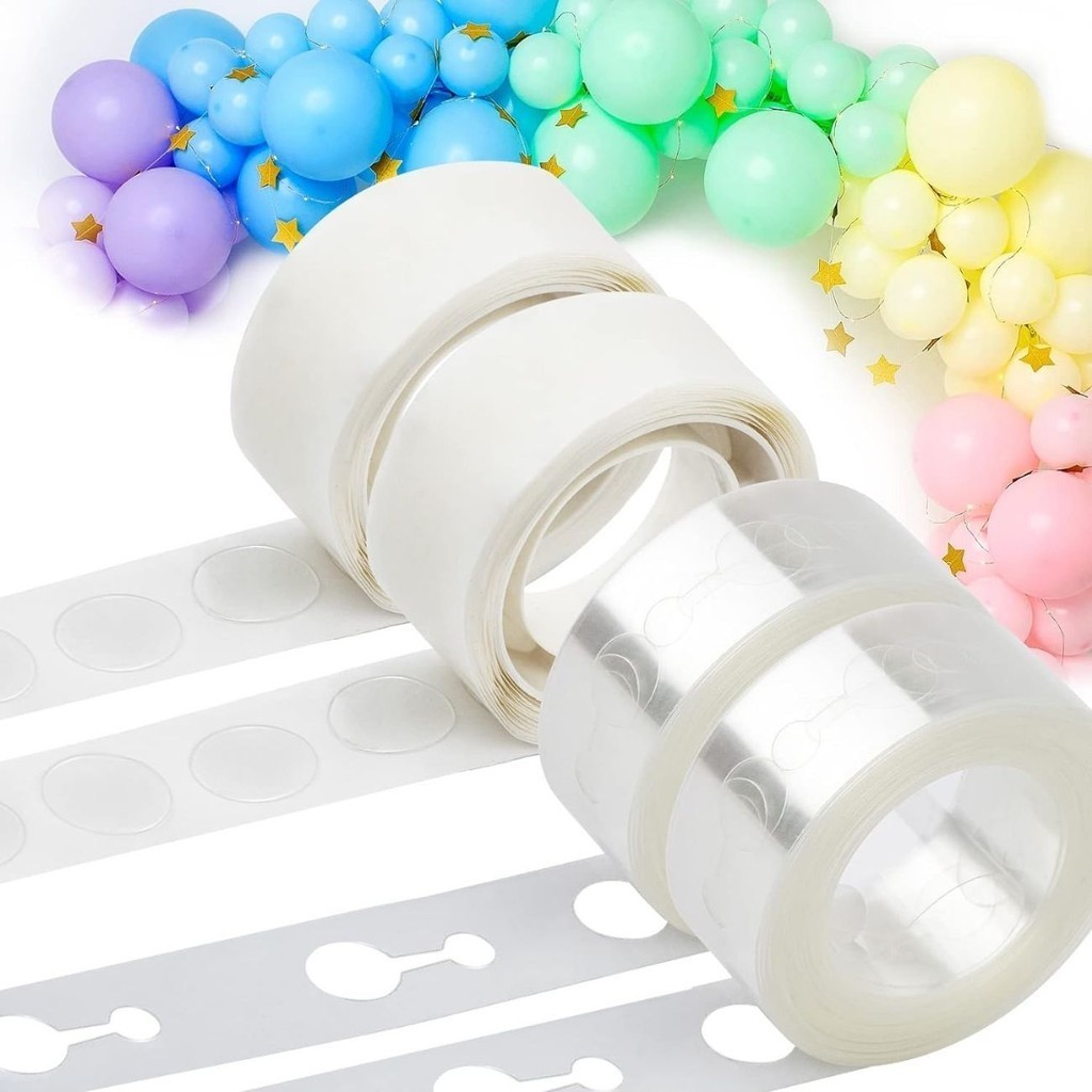 Kit Tira Para Arco Desconstruído 5 Metros + Fita Gota Cola Adesivo Para Balão Bexiga Com 100 Pontos Decoração Festa em Oferta na Shopee