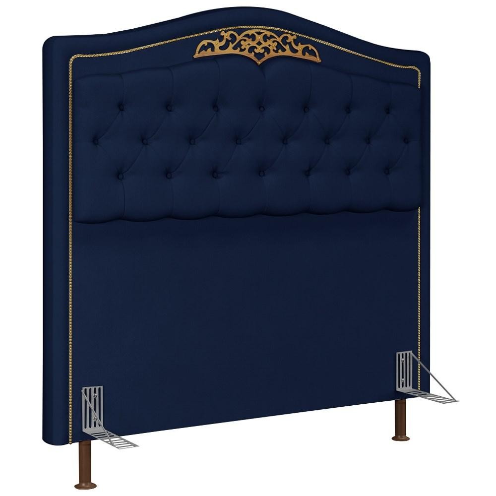 Cabeceira Cama Box Casal 140cm com Tachas Imperial Veludo J02 Azul - Mpozenato em Oferta na Shopee