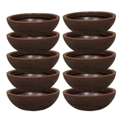 Kit 10 Bacias para Plantas Marrom de Polietileno 32x11cm