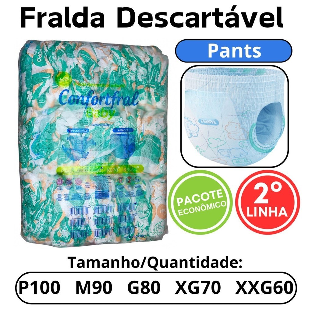 FRALDA INFANTIL CONFORTFRAL BABY 2 LINHA FRALDA CALÇA