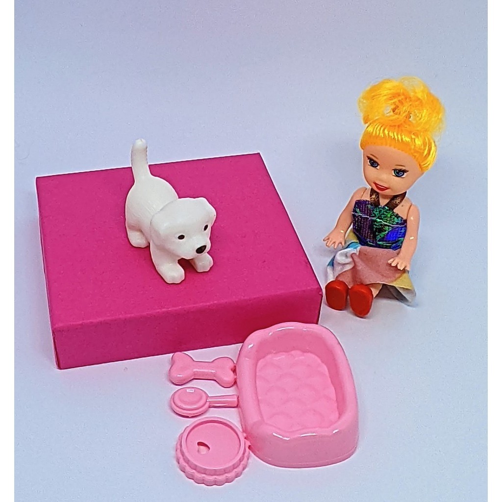 Kit Mini Boneca My Little Amy com Roupas Brinquedo Infantil Menina + Mini Pet Shop Cachorrinho Dog Plástico Presente