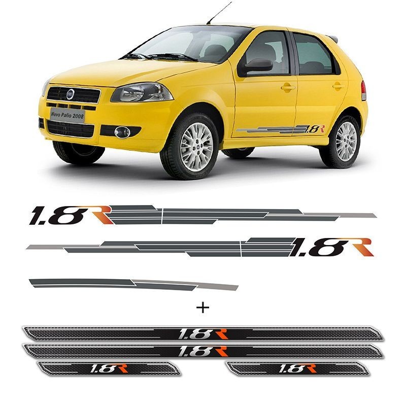 Kit Completo Faixa Fiat Palio 1.8 R 2008 + Soleira Protetora Genérico