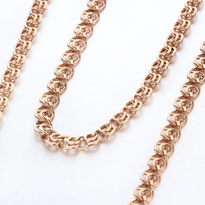 Puro 14K ouro rússia Au585 Material antigo roxo colar de ouro clavícula cor ouro rosa masculino feminino cor ouro