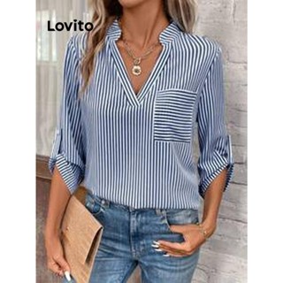 Lovito Blusa Básica Listrada Casual Para Mulheres LSE01085