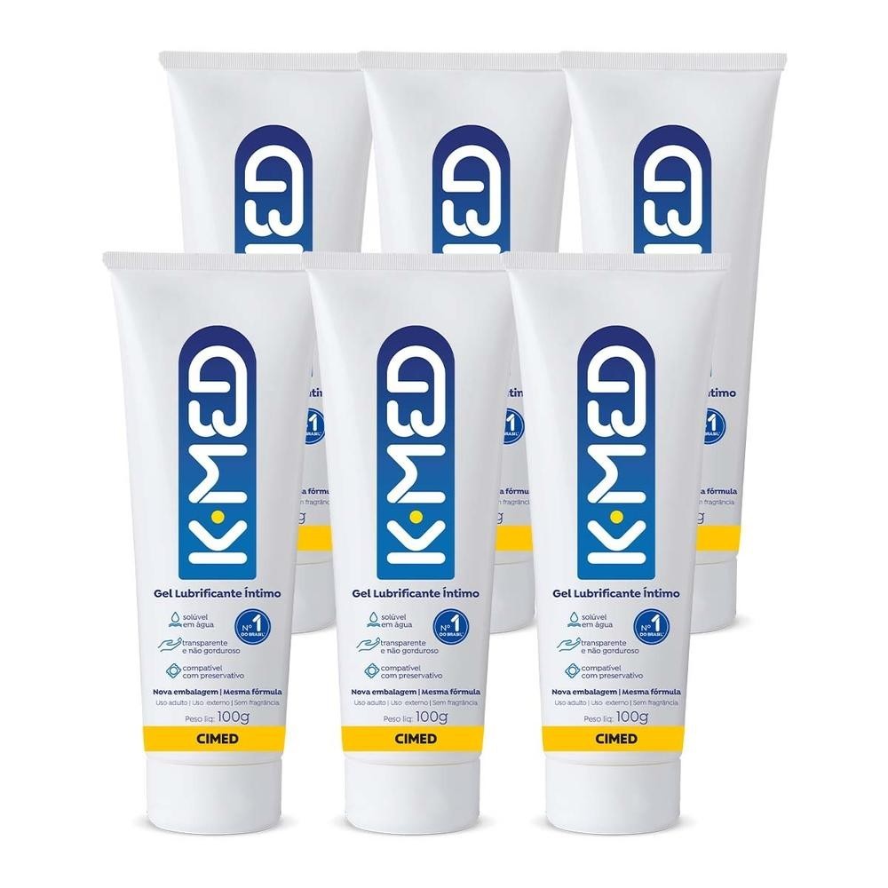 Kit c/ 6 unidades - Gel Lubrificante Íntimo K-med 100g em Oferta na Shopee