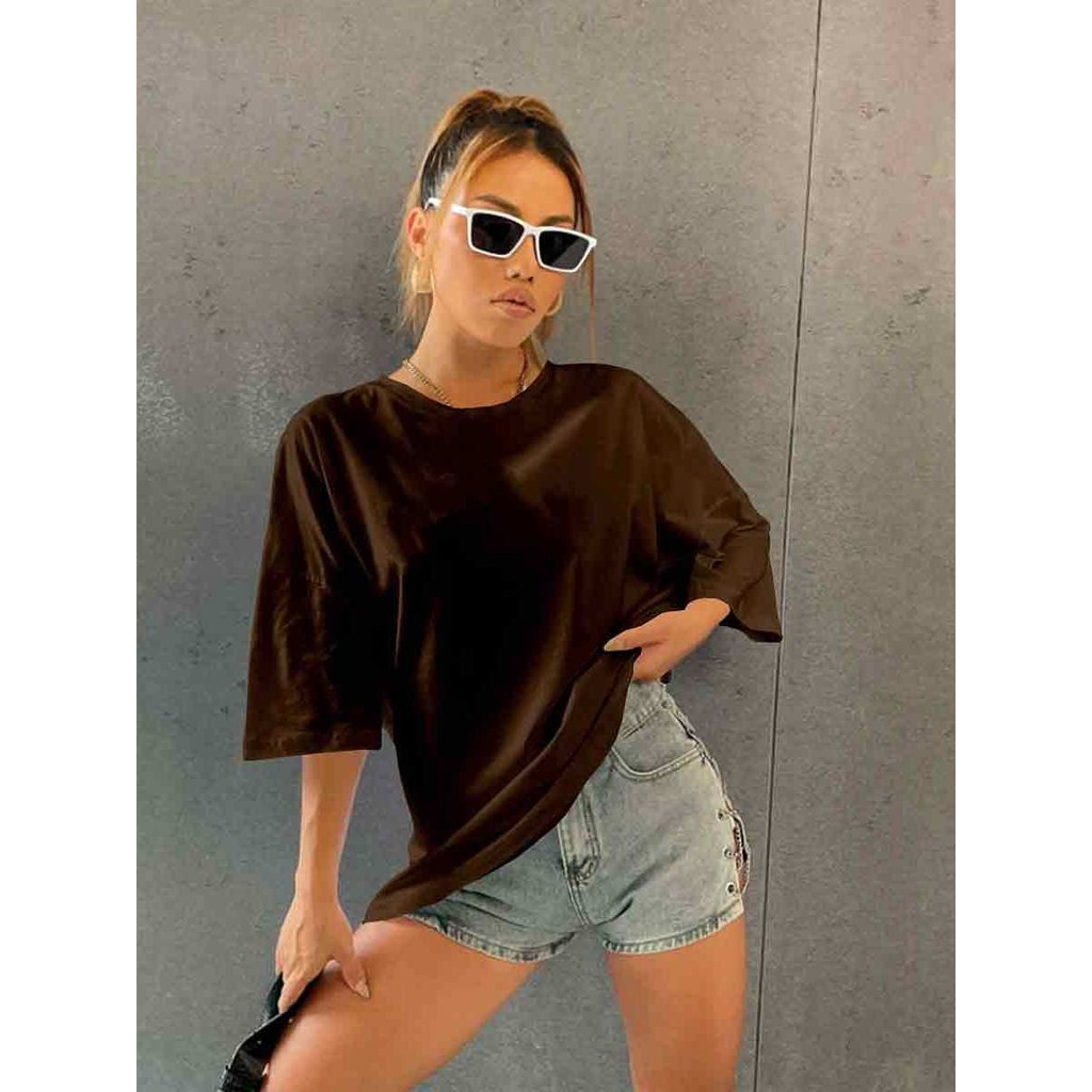 Camiseta Lisa Moderna Estilosa Básica Feminina Blusa Oversized T Shirt Life Style Academia Tumblr