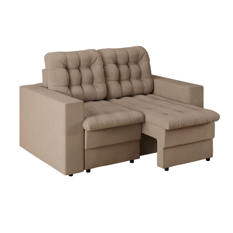 Sofá 2 Lugares Retrátil Lubeck Plush Suede Bege 140 cm - Home & Living