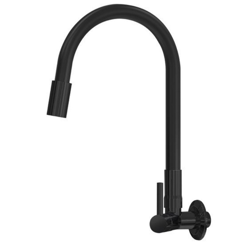 Torneira Tubo Flexivel Cozinha Parede Inteira Preta