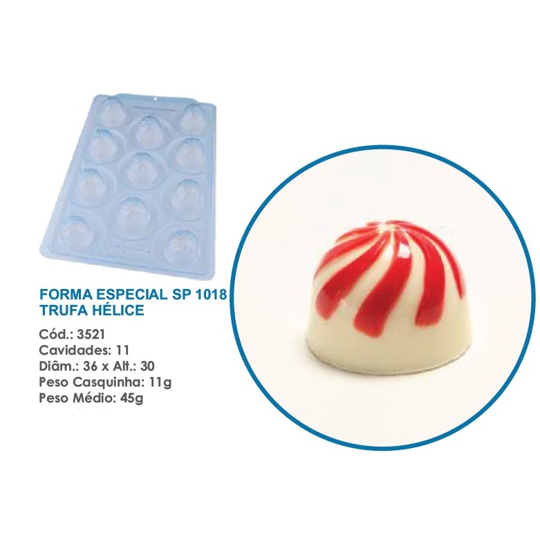 FORMA BWB SP 1018 TRUFA HÉLICE SILICOENE (3 PARTES) PROFISSIONAL CÓD.:3521 PARA BOMBOM, DOCES DE CHOCOLATE E CONFEITARIA em Oferta na Shopee