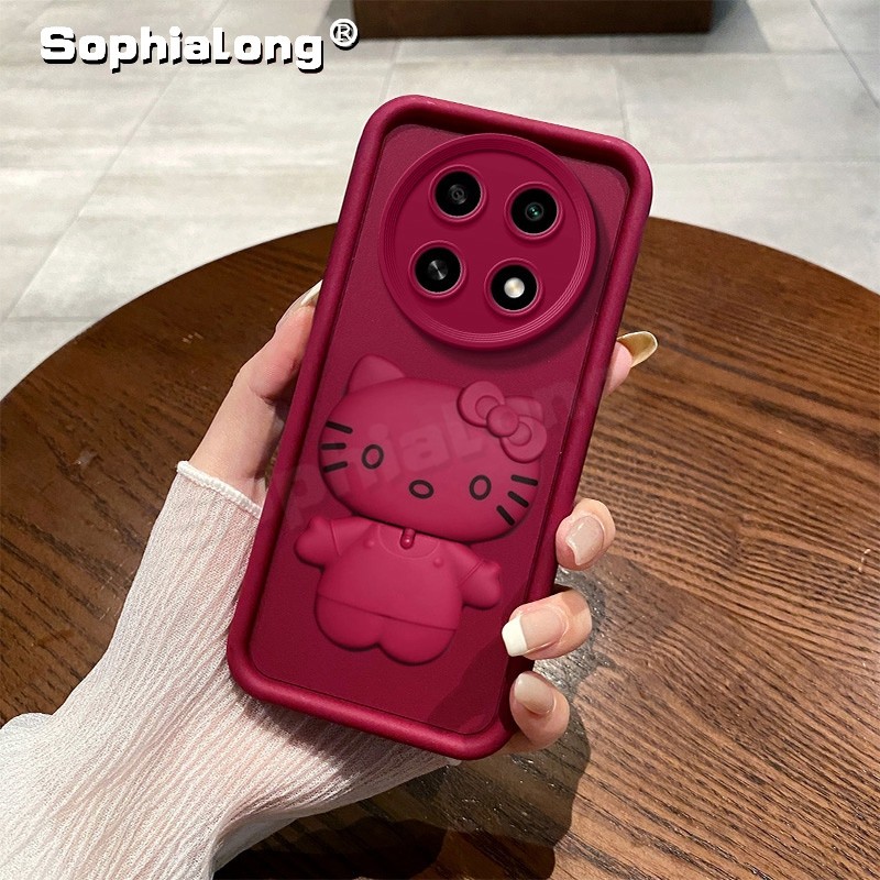 Capa Macia Para Xiaomi Redmi Note 14 15 Pro Plus + POCO X7 M8 Com Suporte De Espelho Hello Kitty