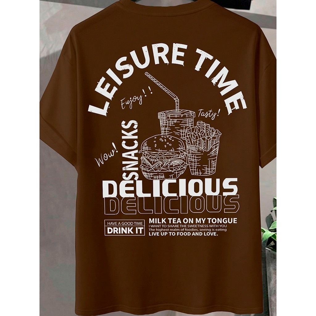 Camiseta Casual Blusa Leisure Time Masculina T Shirt Manga Curta Gola Redonda Oversized Confortável