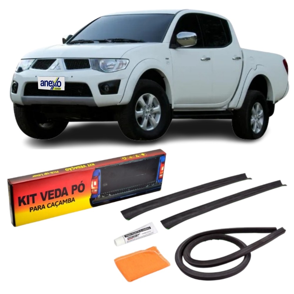Kit Vedação Tampa Caçamba Mitsubishi L200 Triton XB 2008 a 2016 Veda Pó Protetor de Sujeira e Líquidos