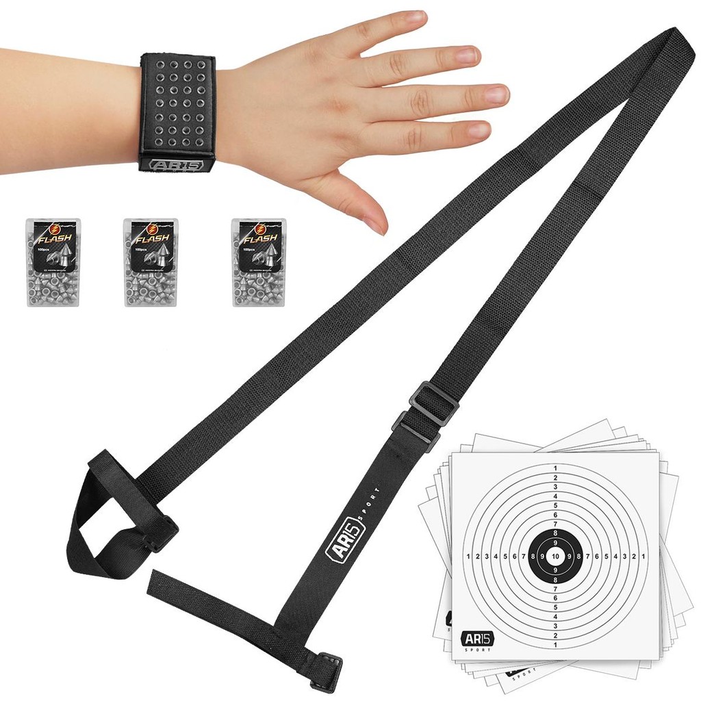 Pulseira Porta Chumbinho AR15 Sport + Chumbinho Rossi Sport 5.5 03u Latas + Bandoleira Universal