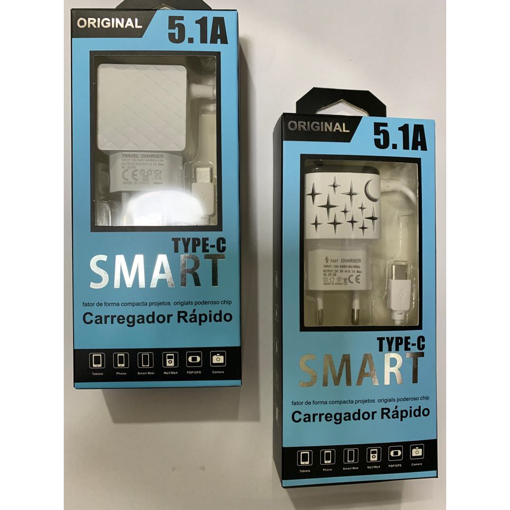 Kit com 10 Carregadores Entrada Typo C 5.1A Smartmy em Oferta na Shopee