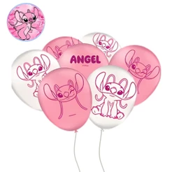 25~100 BALÃO BEXIGA FESTA ANGEL STITCH ROSA N°9 FESTCOLOR (CHOCO)