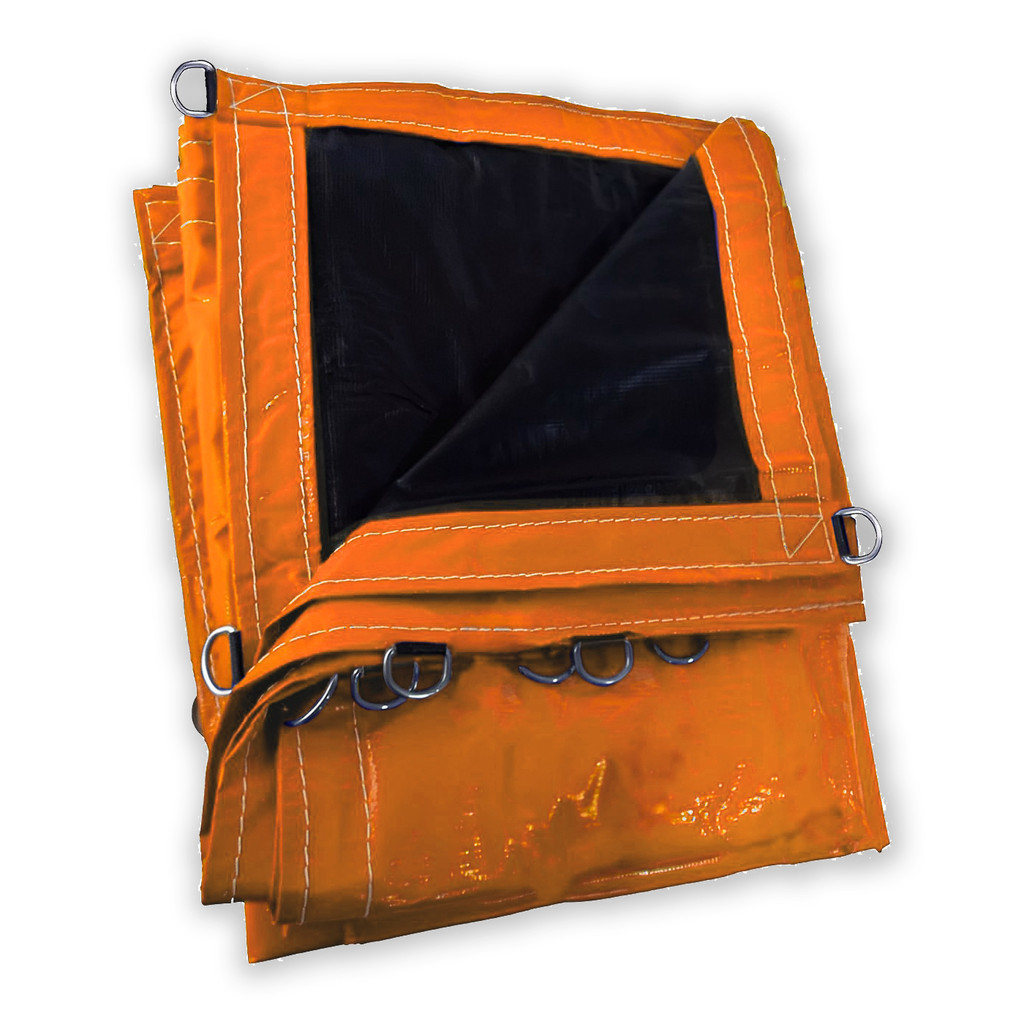LONA PVC LOCOMOTIVA LARANJA/PRETO COM ARGOLA - 7X3