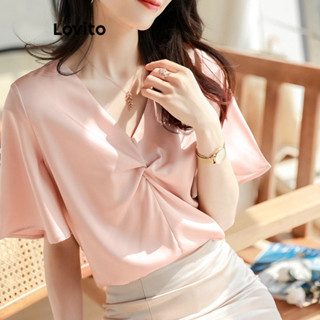 Lovito Blusa Casual Com Nó Liso Para Mulheres L76AD024