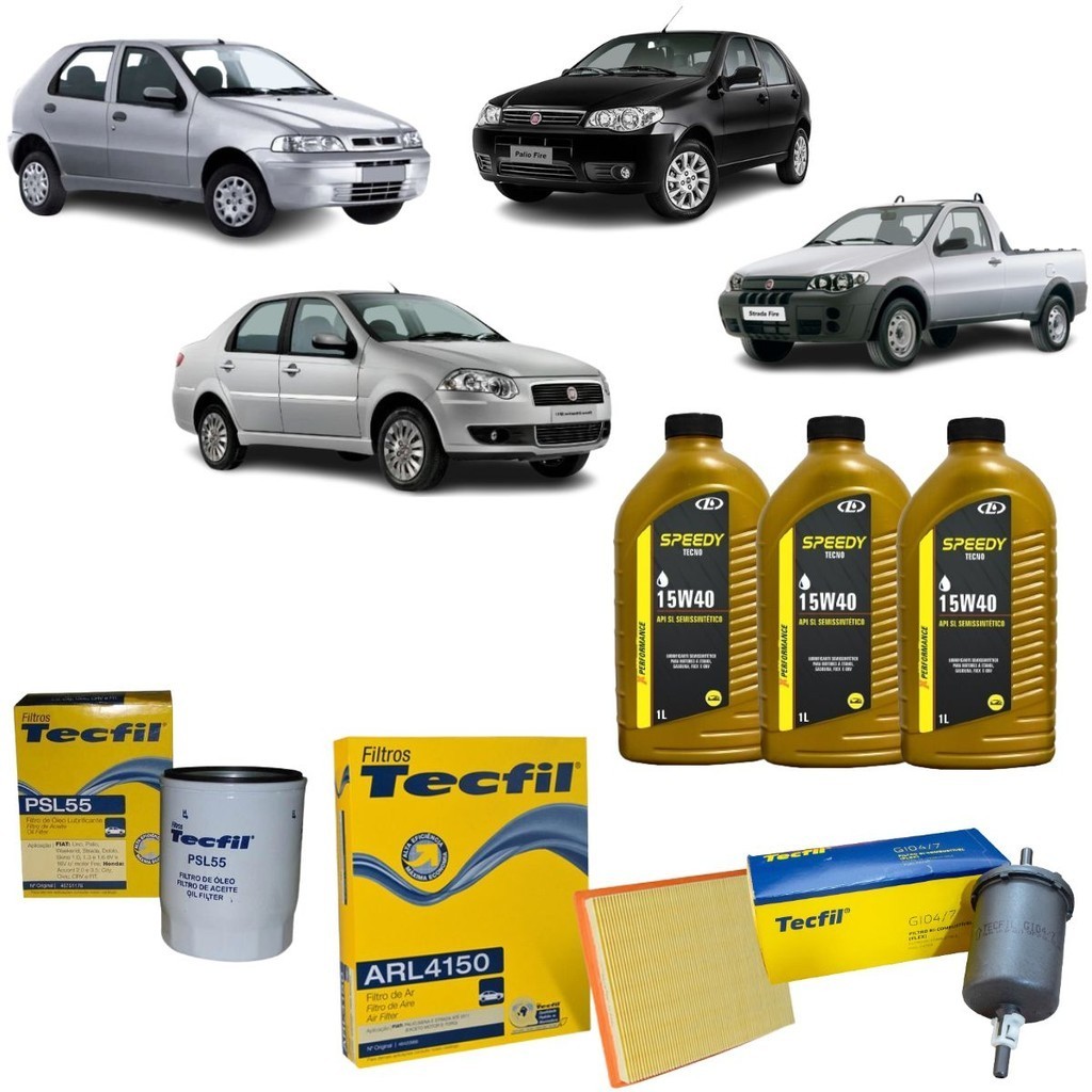 Kit Troca De Oleo E Filtros Fiat Palio Siena 1.0 Strada Idea Palio Weekend 1.4 Fire 15w40 revisão em Oferta na Shopee