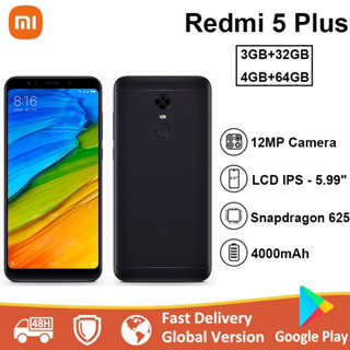 Xiaomi Redmi 5 Plus Smartphone 4GB 64GB Usado 90 % Novo 5,99 Polegadas 4000mah Bateria Snapdragon 625 Processador 95