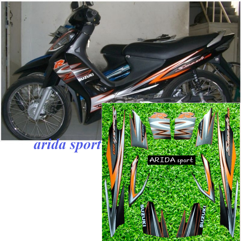 Adesivo Listrado Preto Suzuki Smash 110 R Com Acabamento Laranja 2006 , Qualidade original