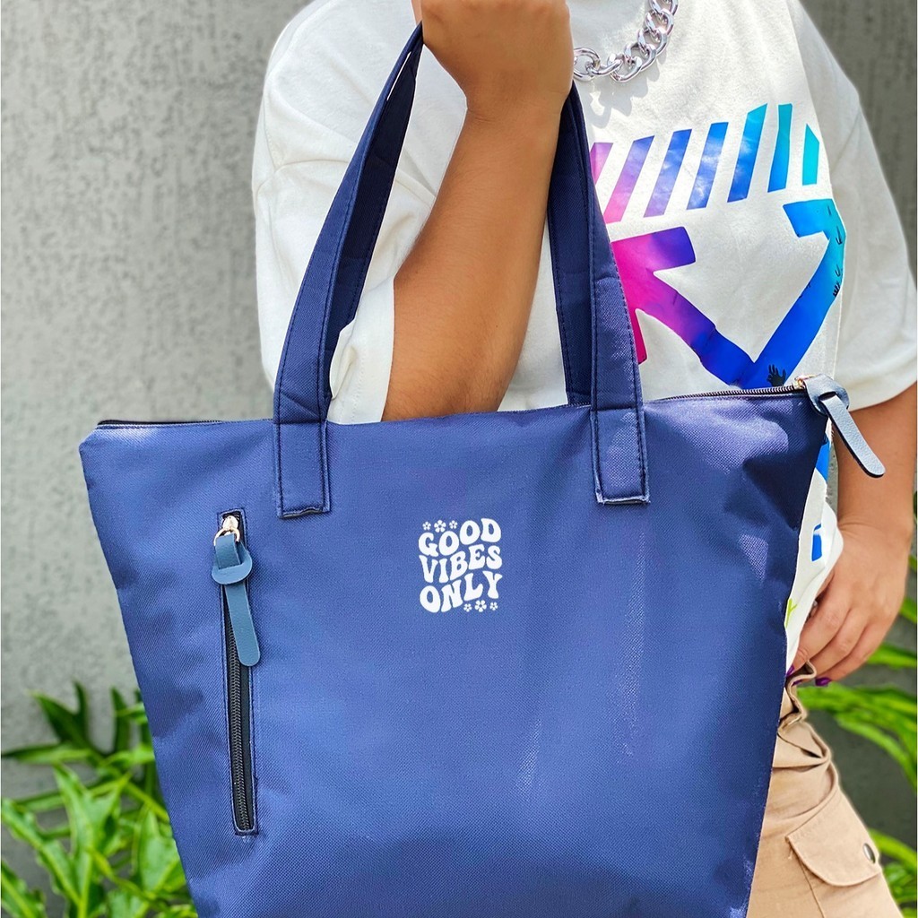 Bolsa Shopper Nylon GOOD VIBES ONLY  de Ombro Clean Esportiva Academia Bags Gym Feminino Ziper Resistente Treino em Oferta na Shopee