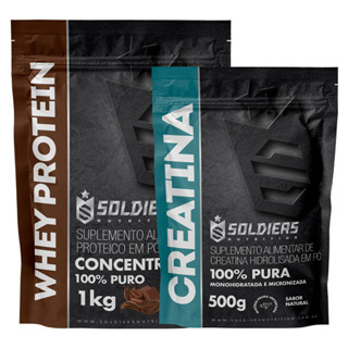 Kit: Whey Protein Concentrado 1Kg + Creatina Monohidratada 500g - 100% Importado - Soldiers Nutrition