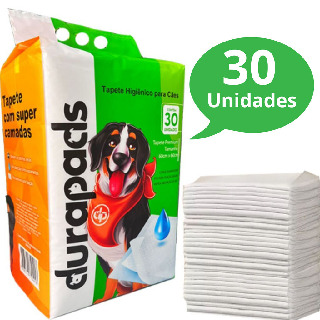 Tapete Higiênico para Cachorro Durapads 60 x 60 cm - 30 Unidades