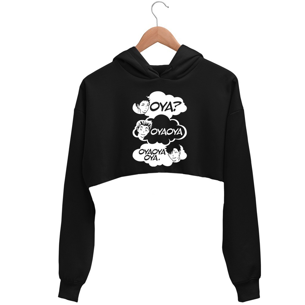 Cropped Moletom Anime Haikyuu!! Esporte Volêi Feminino Preto