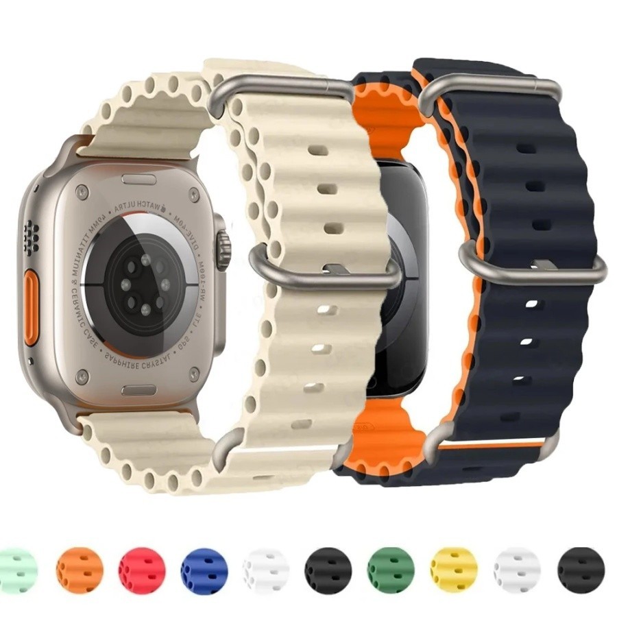Nova Pulseira Oceânica Para Apple Watch S10 11 46mm 38mm 44mm 40mm 41mm 42mm 45mm 49mm Ultra Silicone iWatch Pulseira