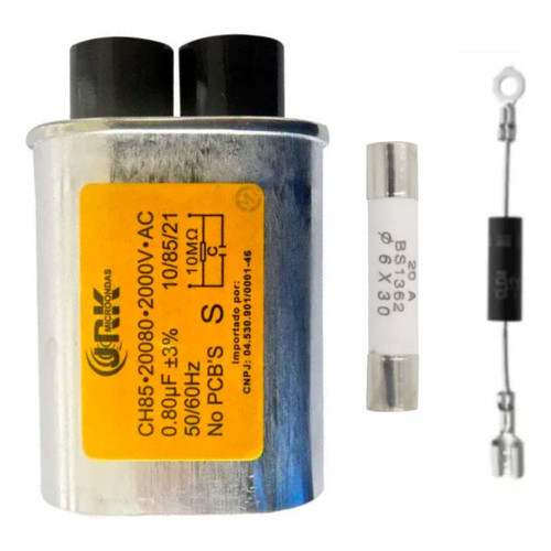Capacitor Alta Tensão Microondas 0.80uf 2000v Diodo Simples JRK Microondas