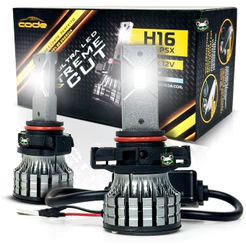 Kit Par Lâmpada Automotiva Ultra Led Extreme Cut 6000K 4400 Lúmens Encaixe Modelo H16 Code