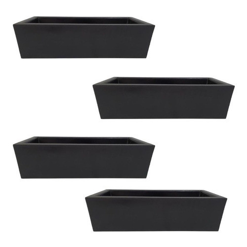 Kit 4 Jardineiras de Planta Preta 37x15 Floreira Polietileno