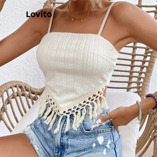 Lovito Regata Feminina Boho Com Borla Simples LNL36040 (Damasco)