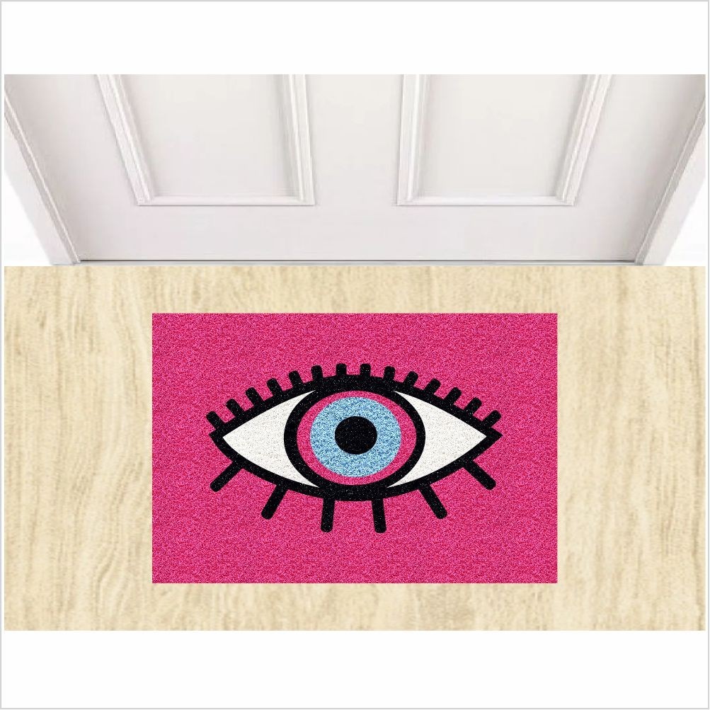Capacho Vinil Olho Grego 0,60X0,40 cm Pink Antiderrapante.
