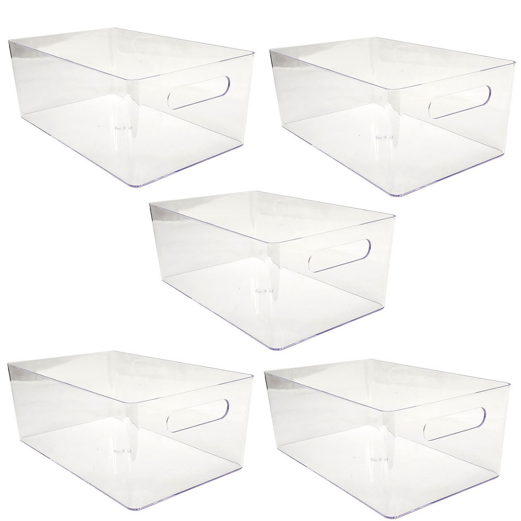 Kit 5 Organizador Caixa Acrilico Multiuso Armario Geladeira