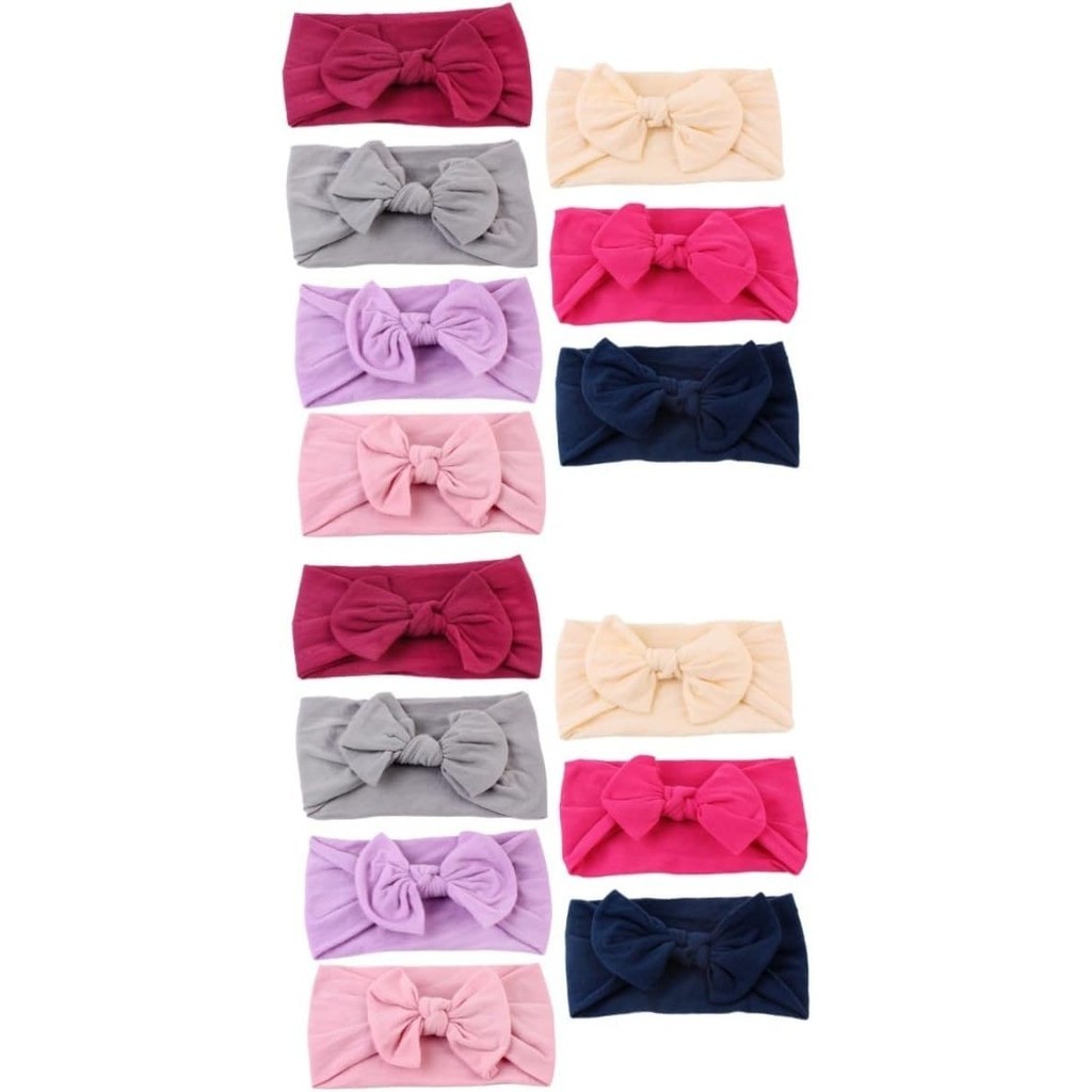 Laços de bebê faixinha meia de seda 14 Unidades turbante multicolorido