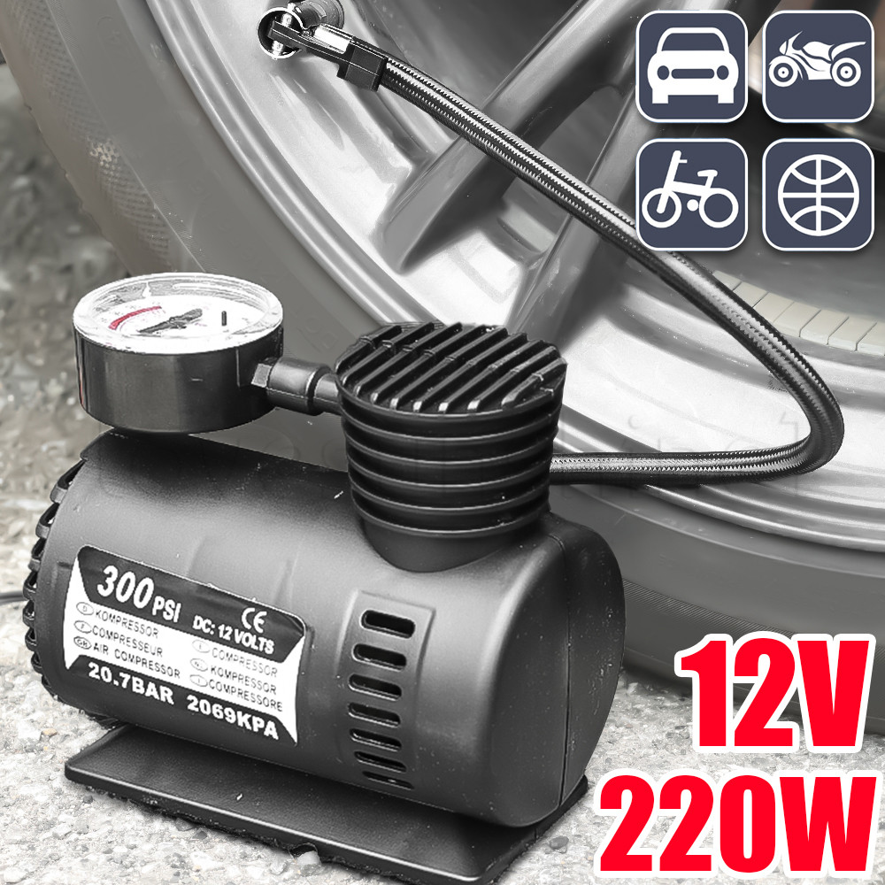 Leve , Portátil-Bomba De Pneu Automática DC 12V-Inflador De Pneus De Compressor De Carro-Com Manômetro Mecânico Elétrica