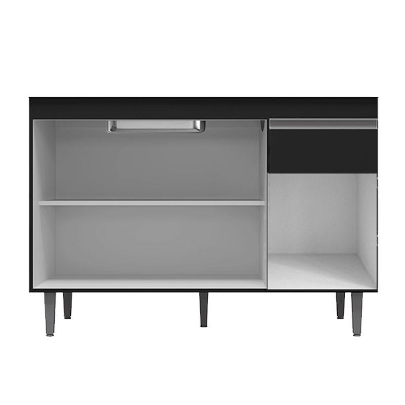 Balcão de Pia Tatiane 120 cm e Armário Cozinha Kit Alice Preto Fosco - AJL