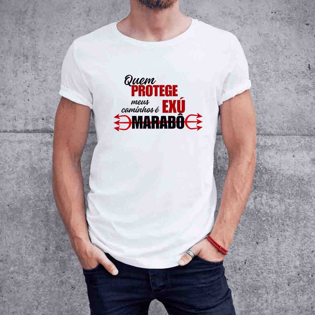 Camiseta Umbanda Quem me protege é Marabô Umbanda e Candomblé