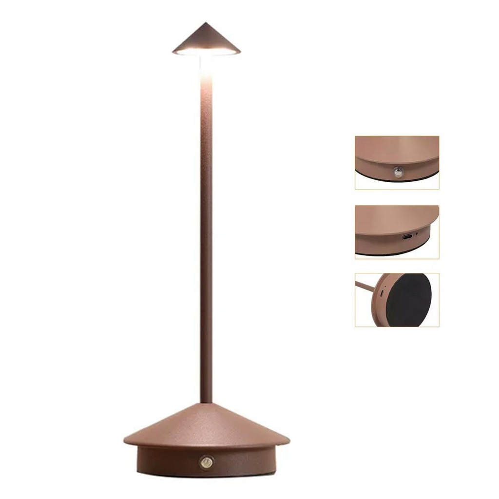 Luminaria de Mesa Abajur 3 Tons Controle de Intensidade LED USB Bateria Recarregavel Touch Cabeceira Decorativo