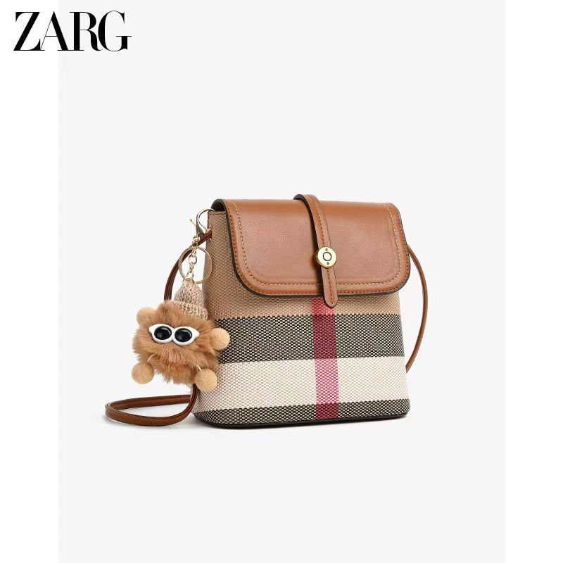 Estilo Casual bolsa feminina，Bolsa de Ombro  mensageiro estilingue bonito xadrez marrom mo...