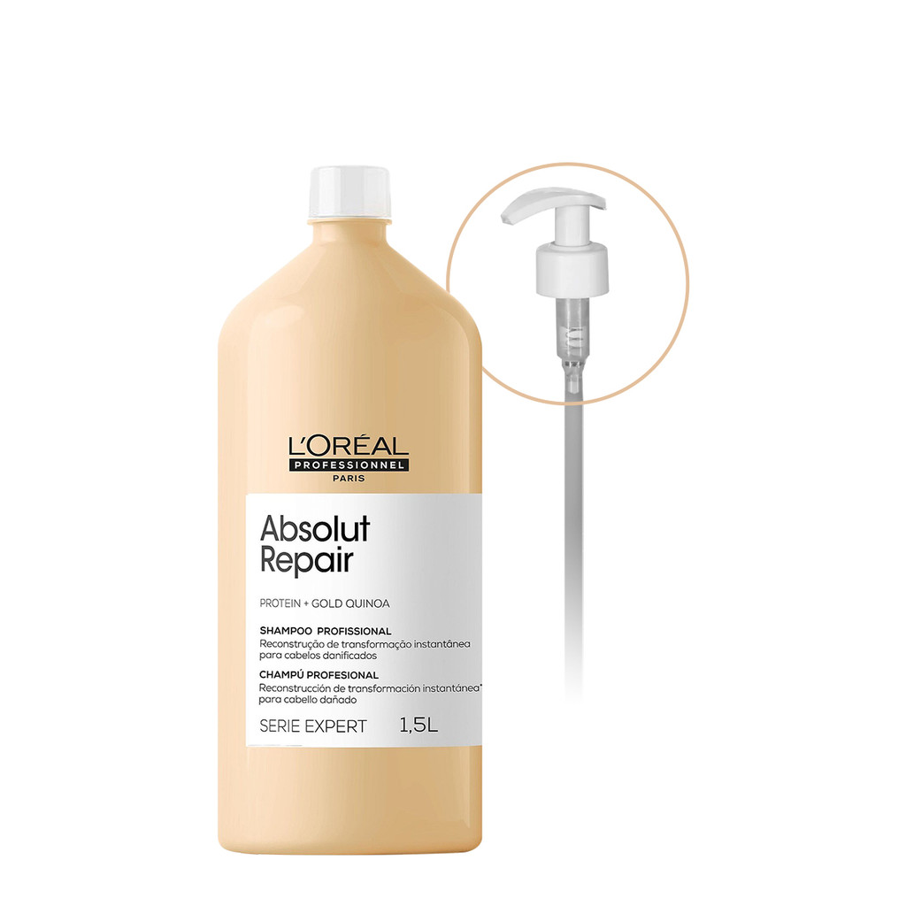 Kit L'Oréal Professionnel Absolut Repair Gold Shampoo Válvula Pump (2 produtos) em Oferta na Shopee