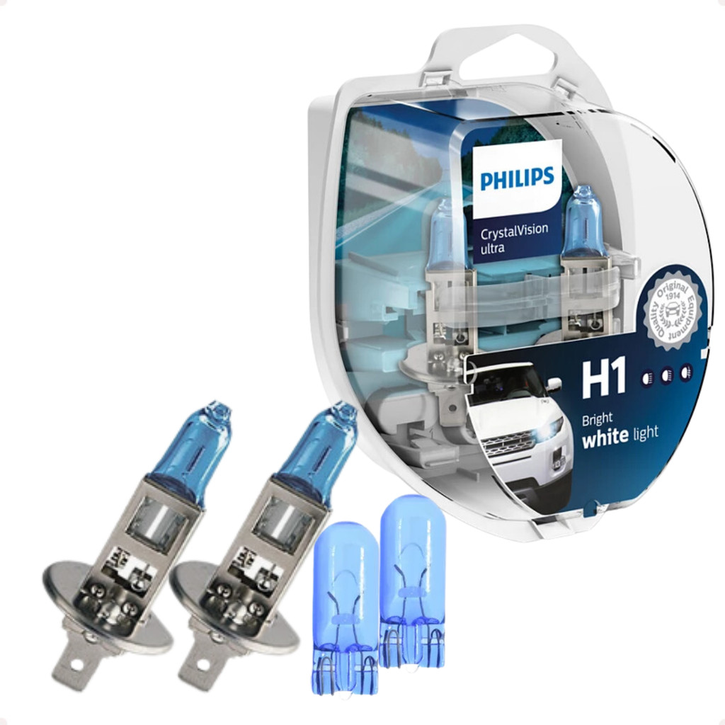 Kit Lâmpada H1 Farol/Neblina e Lanterna Super Branca Philips