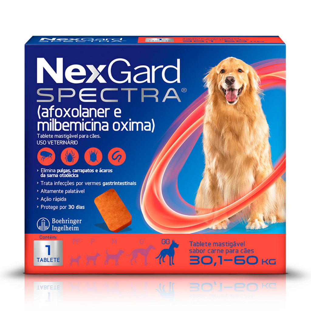 Nexgard Spectra Antipulgas e Carrapatos para Cães de 30,1 a 60kg 1 Tablete Mastigável em Oferta na Shopee