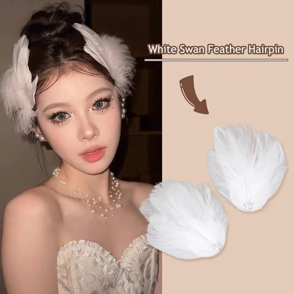 Pena De Cisne Branco Grampo De Cabelo Cabeleireiro Estilo Ballet Performance Side Clip Girl Party Faux Pearl Acessórios Clipes Presentes em Oferta na Shopee