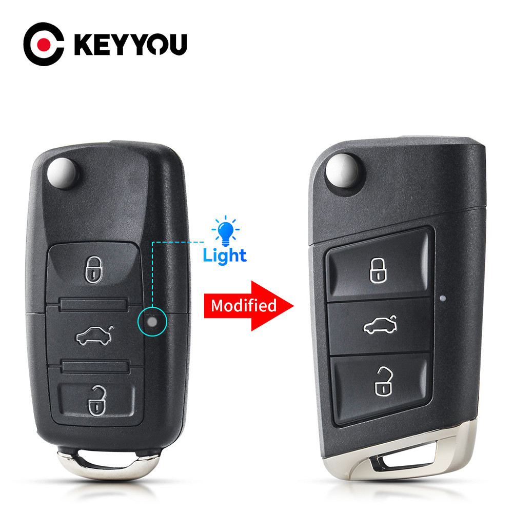 3 Botões Chave Canivete Capa Carcaça Volkswagen Gol Polo Fox Spacefox Voyage G5 G6 G7